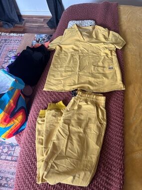 Mustard Yellow Scrub Set - Top and Jogger Pants